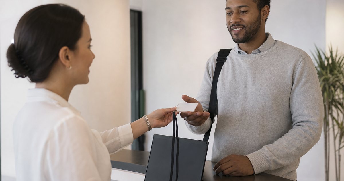 When should your office print visitor badges instead of using handwritten stickers?